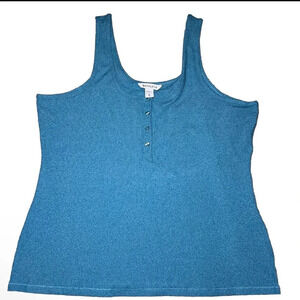 Athleta Uptempo Henley Tank Top XL Teal Ribbed New With Tags Buttons Casual
